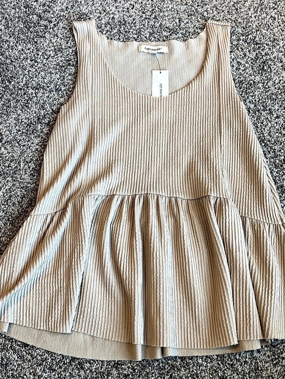 Francesca's Pleated Tank Top in Beige Size Small NWT